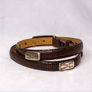 Brighton Brown Leather Belt with Gold Accents